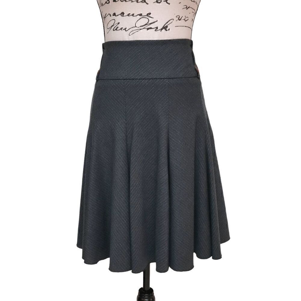 ANNA DALI PARIS A-Line Checkered Print Gray Skirt SIZE 42 (US 10)